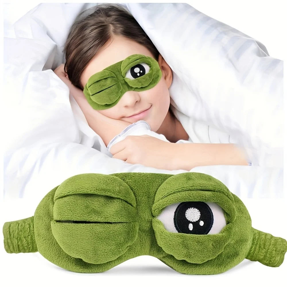 Cute 3D Frog Sleep Mask – Soft Plush Eye Shade
