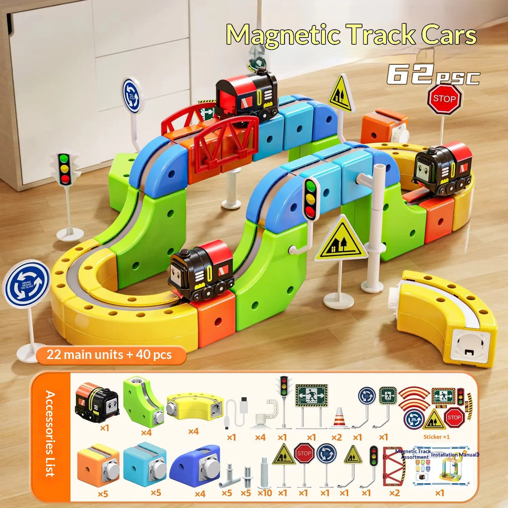Luxury 118 piece two-car track set contents