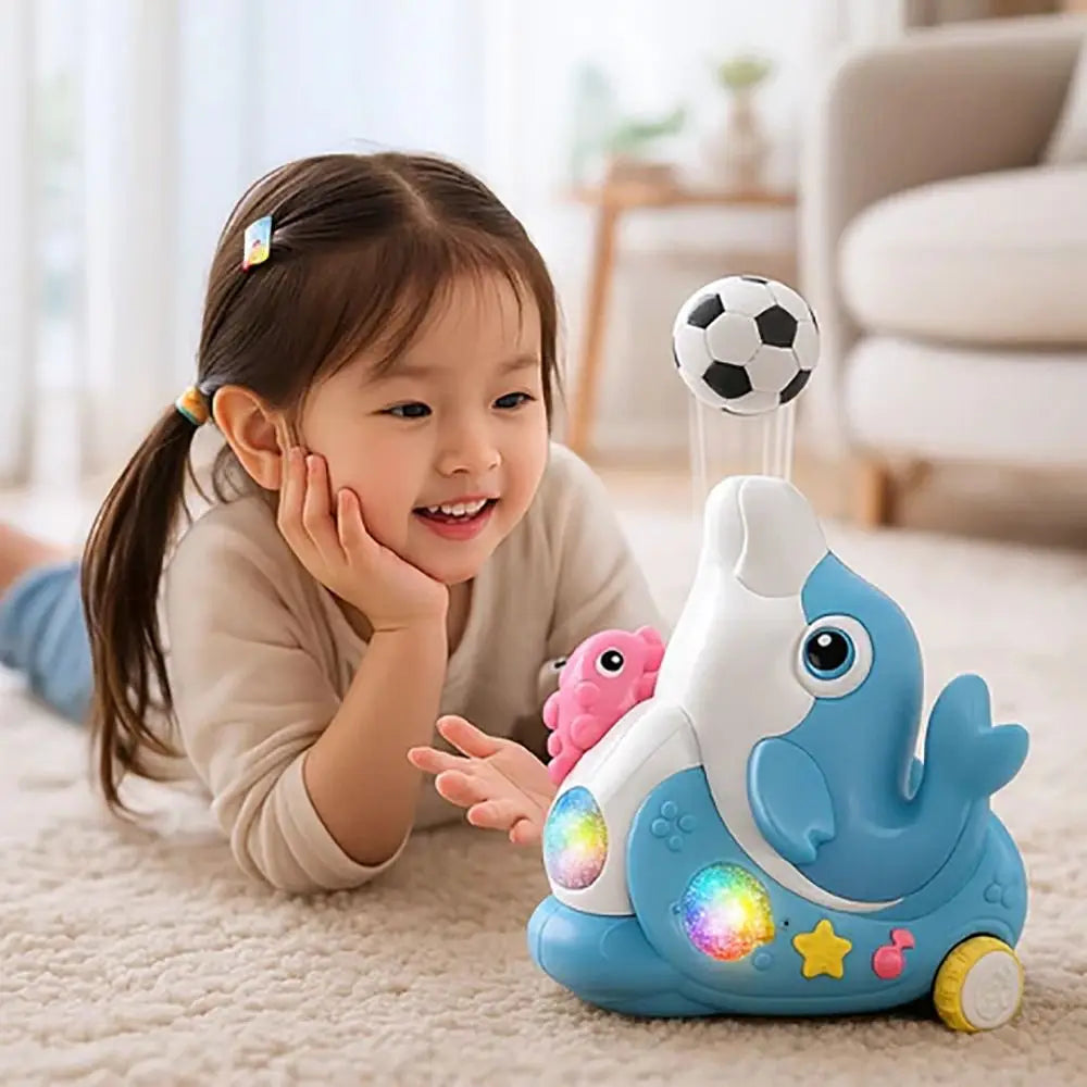 LED Dolphin Walking Toy – Musical Ball Blower – View 11 | Toki Toy Box