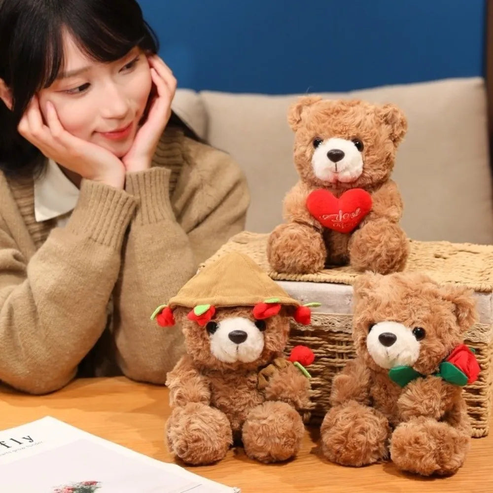Rose Heart Teddy Plush – Cute Gift Bear - Toki Toy Box