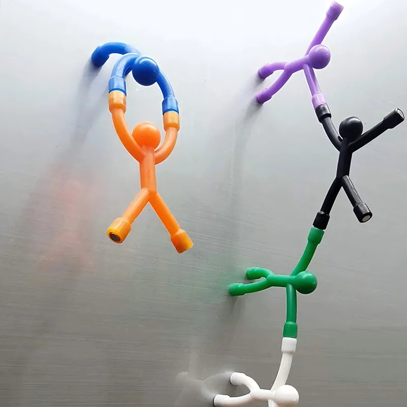 Single magnetic stick figure bent into an action pose