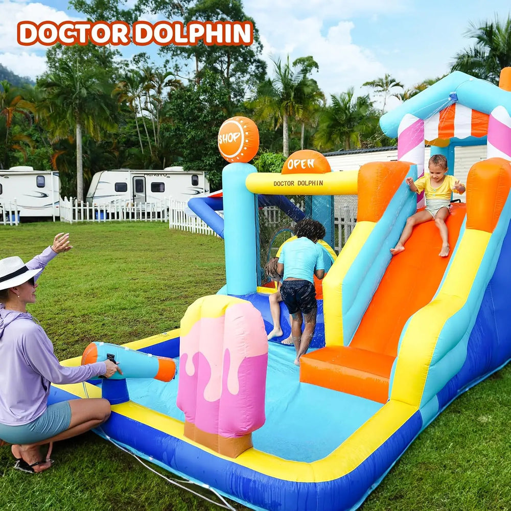 Kids Inflatable Bounce House with Double Slides