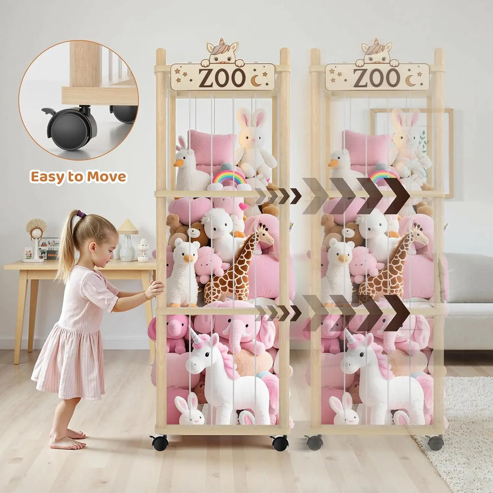 56" Plush Toy Storage Tower on Wheels - Toki Toy Box