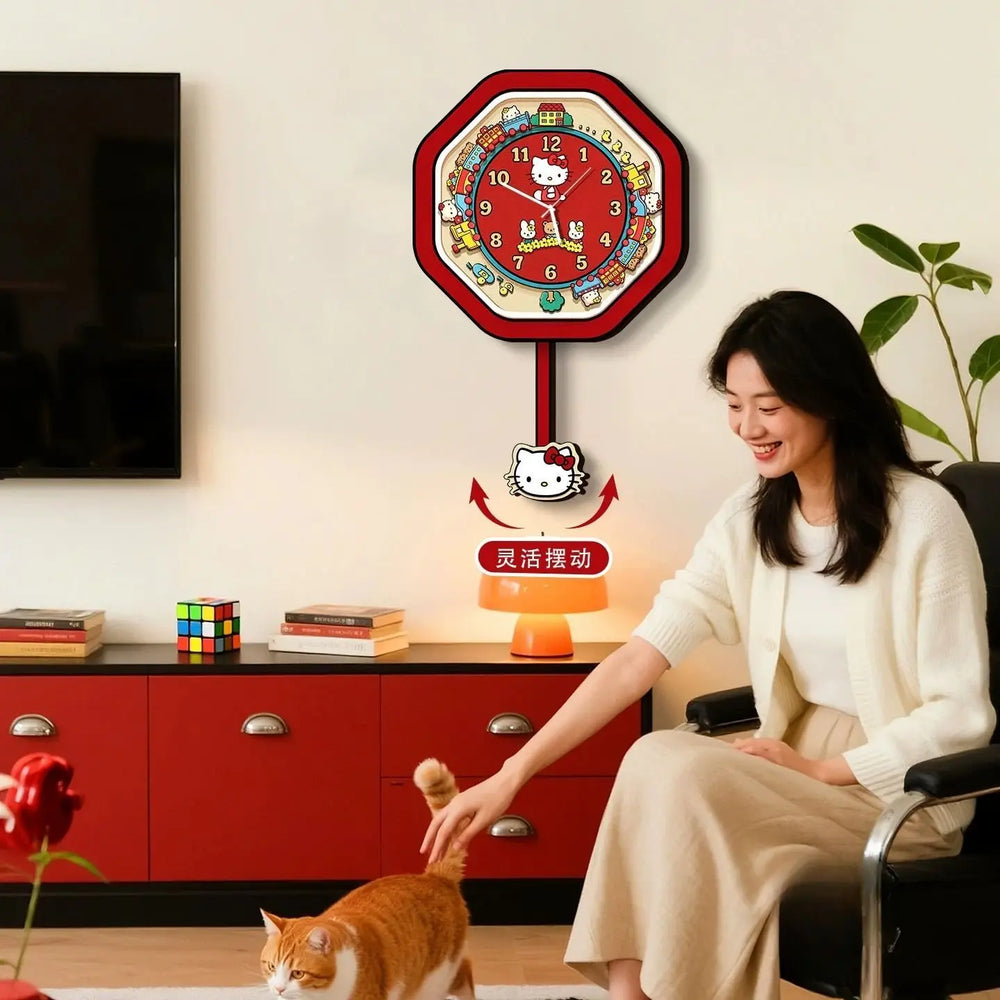 Kawaii Dream Train Pendulum Wall Clock for Cute Room Decor