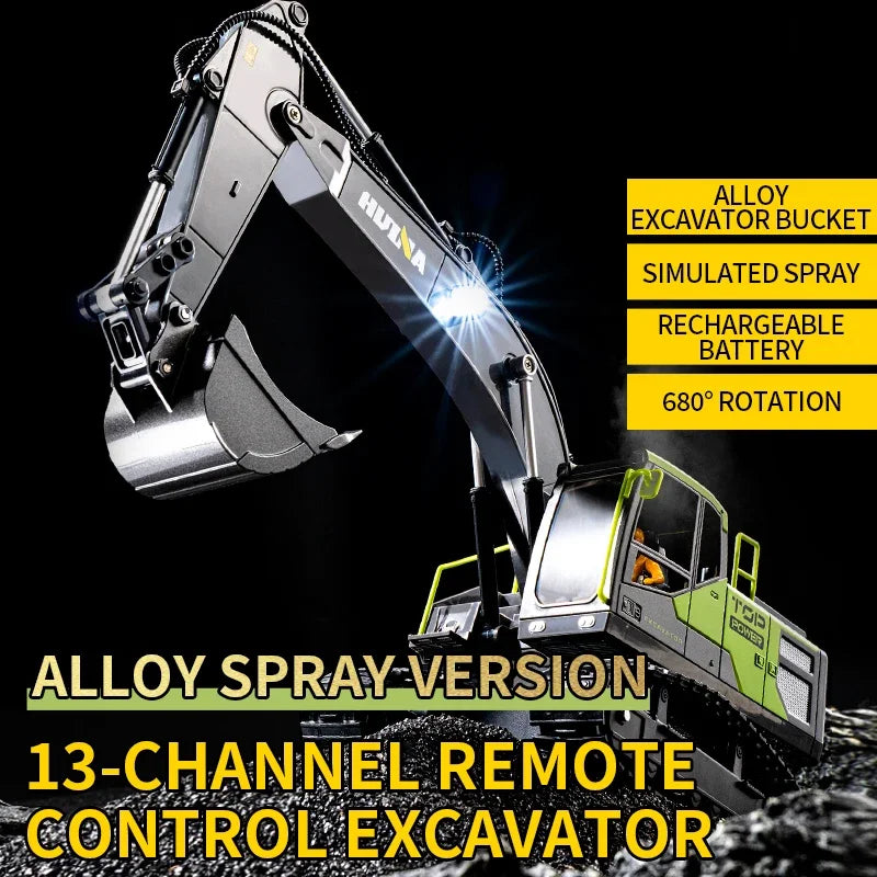 Huina 13-Channel Remote Control Alloy Excavator Toy