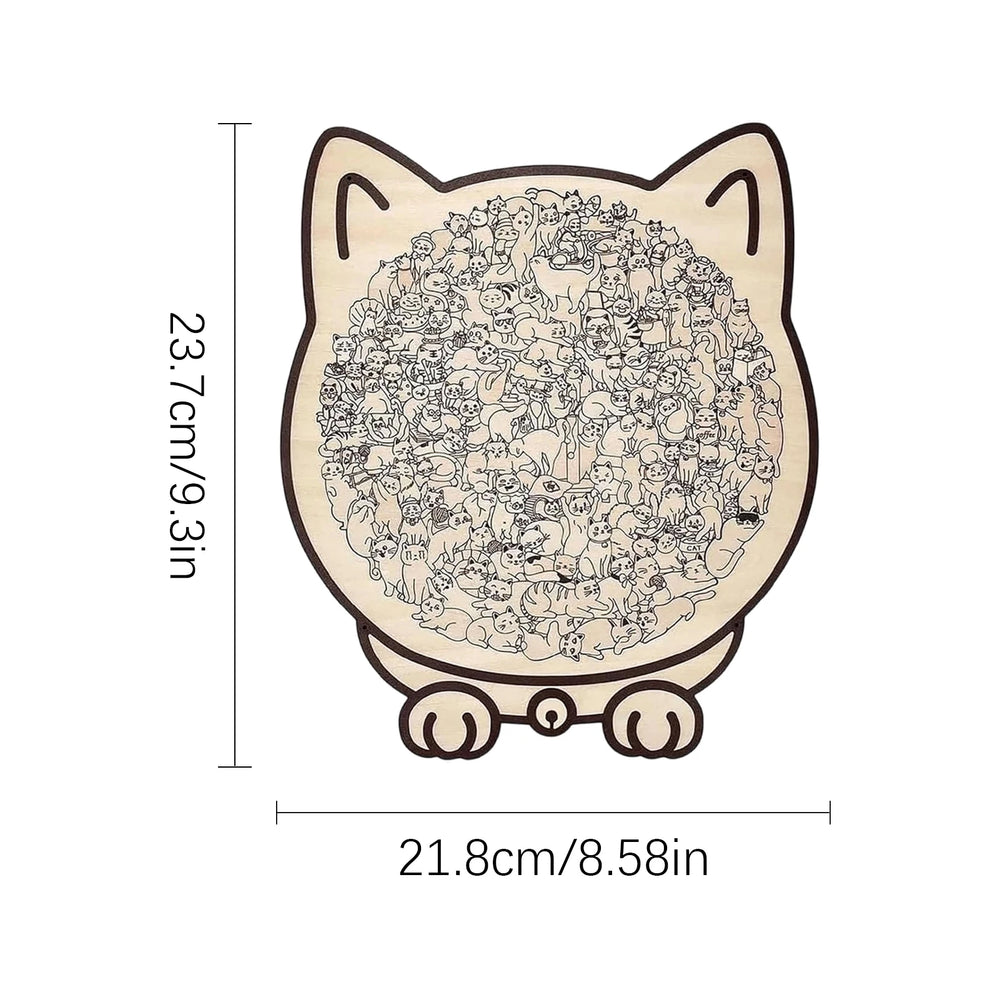 Cat-Shaped Wooden Puzzle – 135-Piece Brain Teaser