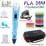 3D Printing Pen Set for Kids – DIY Creative Gift with Power Adapter & 12-Color PLA Filament (36M)