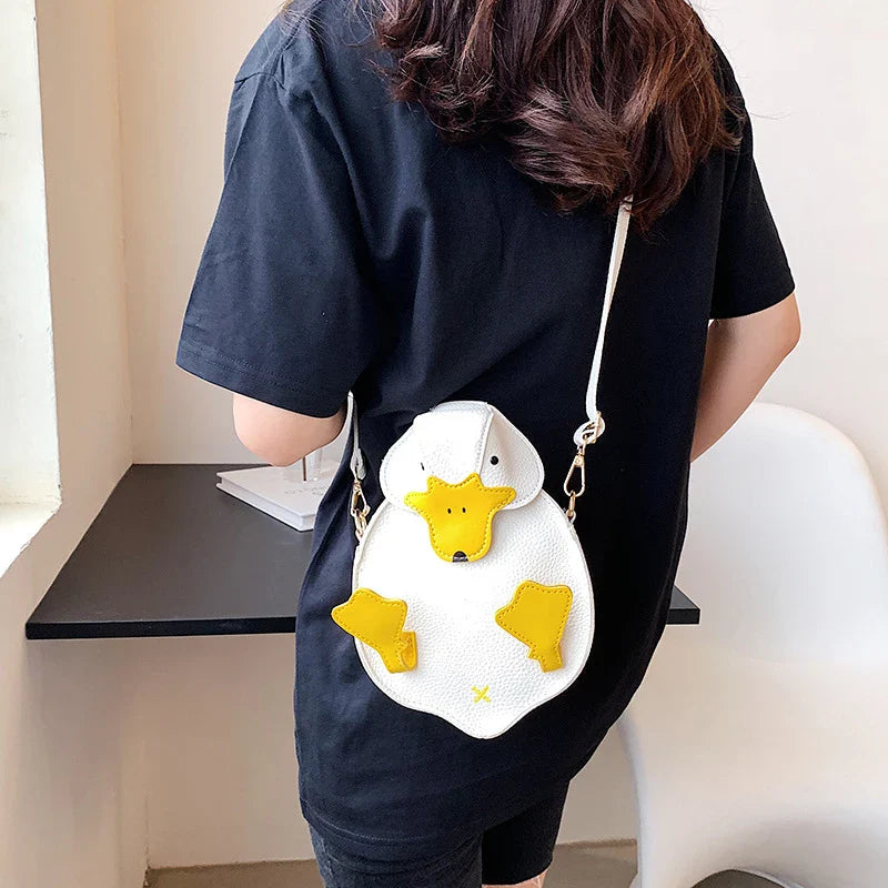 Mini Duck-Shaped Crossbody Bag – 3D Cartoon Coin Purse in Kawaii PU Leather