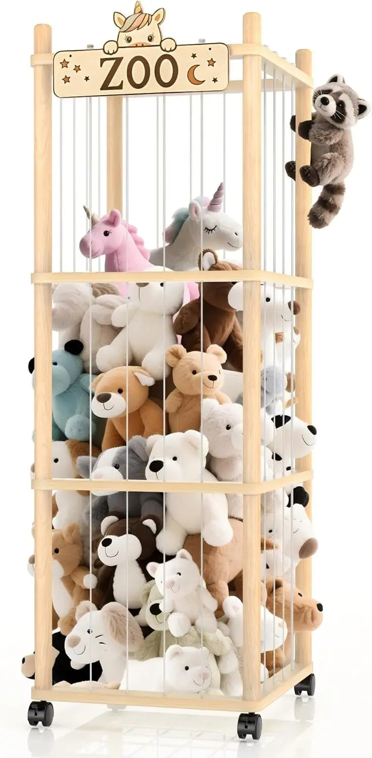 56" Plush Toy Storage Tower on Wheels - Toki Toy Box