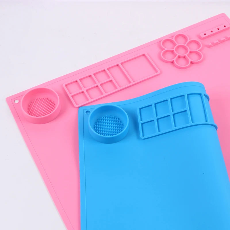 Silicone Art Mat with Brush Holder for Creative Kids