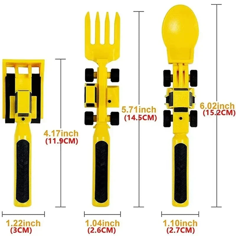 Construction Kids Utensil Set – Fun Mealtime Tools | Toki Toy Box – Detail | Toki Toy Box