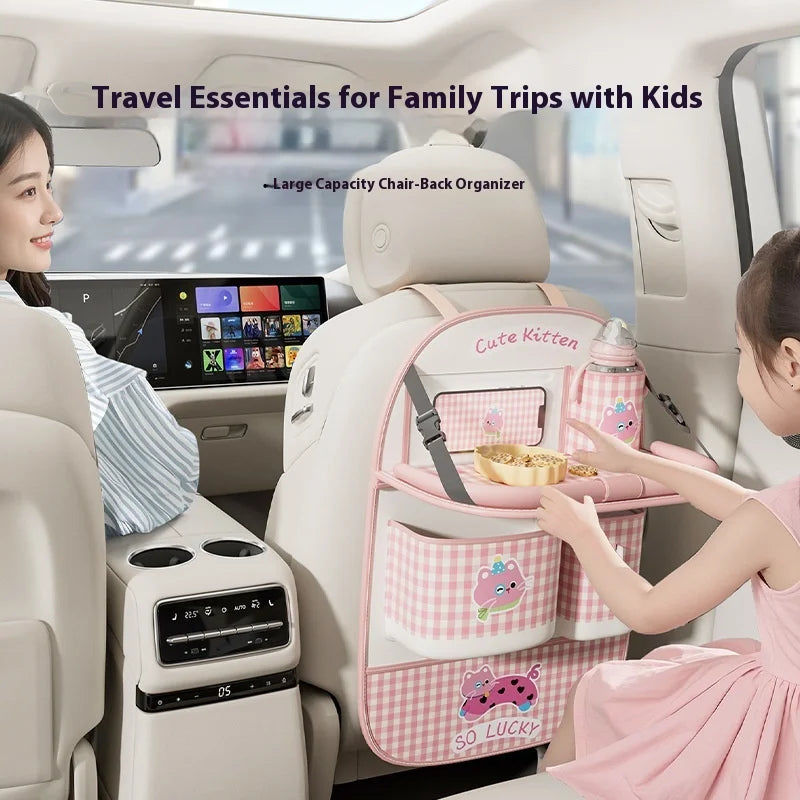 Kids Car Seat Organizer – Cartoon Kick Mat – In Use | Toki Toy Box