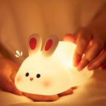 Big Face Rabbit Night Light – Soft Silicone Touch Lamp
