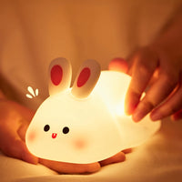 Big Face Rabbit Night Light – Soft Silicone Touch Lamp
