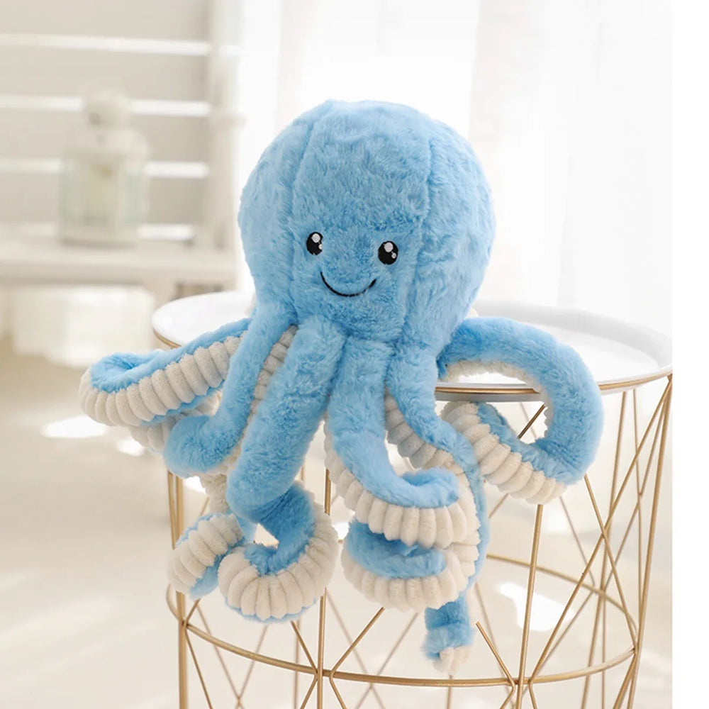 Soothing Octopus Plush Pillow – Baby Comfort Toy | Toki Toy – In Use | Toki Toy Box