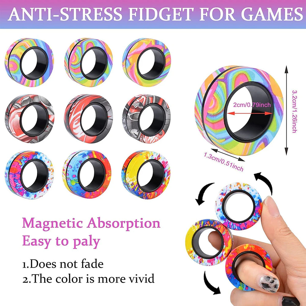 Magnetic Fidget Rings Set | Focus & Stress Relief Toy