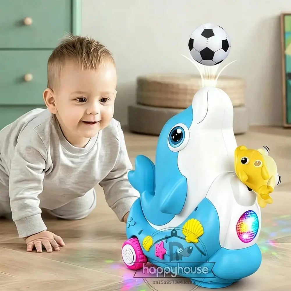 LED Dolphin Walking Toy – Musical Ball Blower – Detail | Toki Toy Box