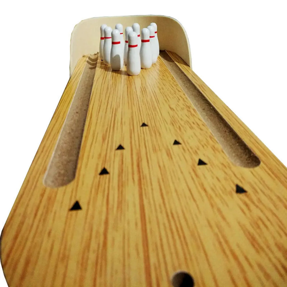 Mini Wooden Bowling Game – Portable Desktop Fun – Detail | Toki Toy Box