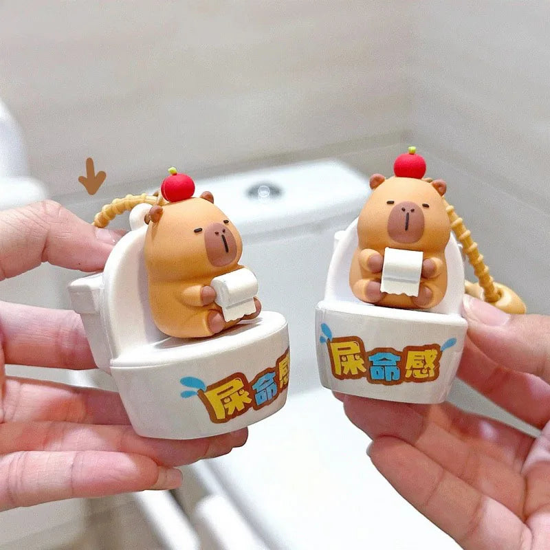 Funny Capybara Squeaky Keychain – Cute Bag Charm – Size Reference | Toki Toy Box