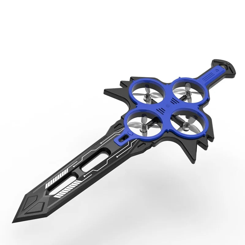 Close-up of flying sword drone blade body and rotors