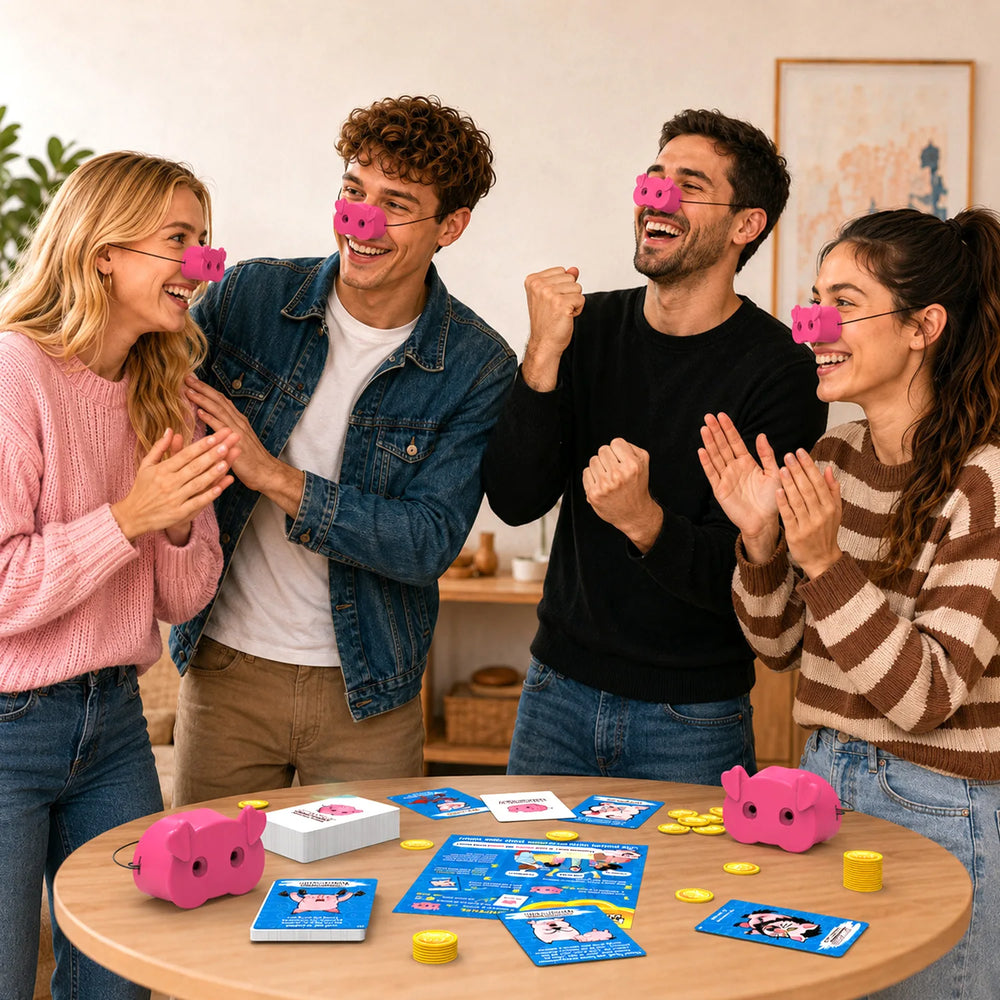 Don't Laugh Pig Card Game – Family Party Challenge