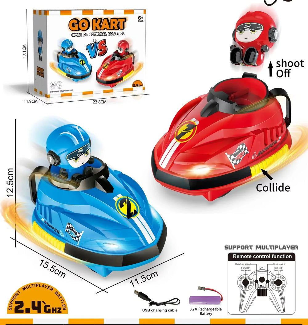 RC Battle Bumper Car – 2 Player Eject Game with Lights & Sound – Packaging | Toki Toy Box