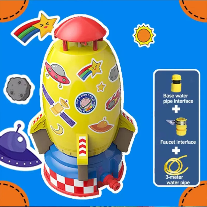 Flying Rocket Sprinkler Water Toy for Backyard Fun