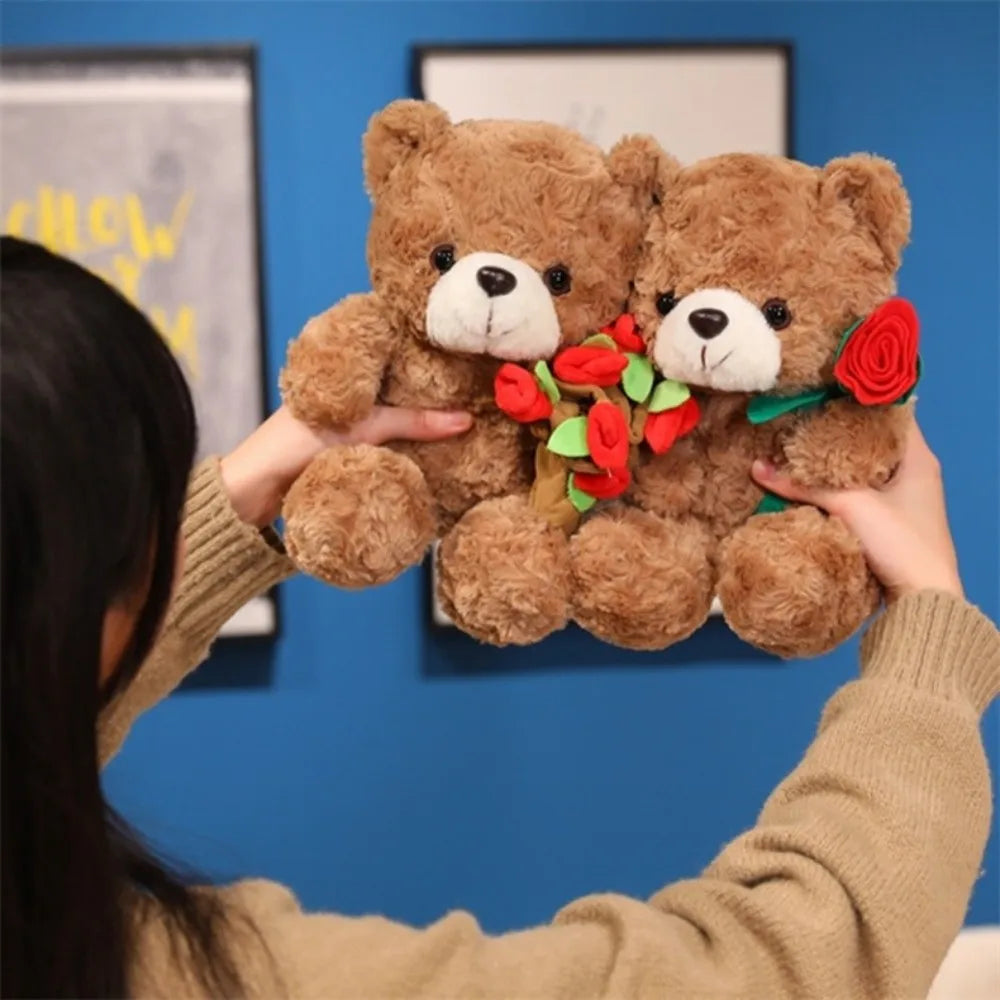 Rose Heart Teddy Plush – Cute Gift Bear - Toki Toy Box