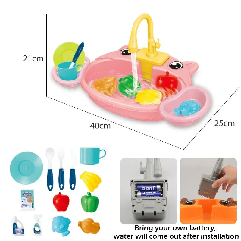 Kids Kitchen Sink Play Set with Running Water – Whats Included | Toki Toy Box