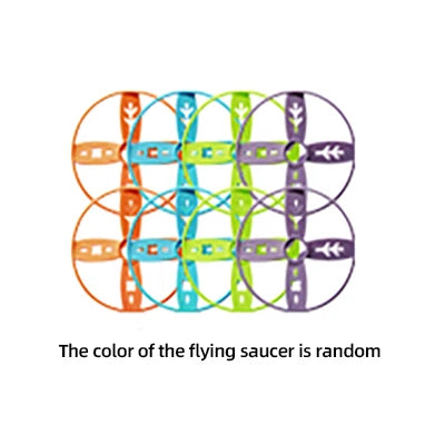 Flying saucer launcher in use in a backyard