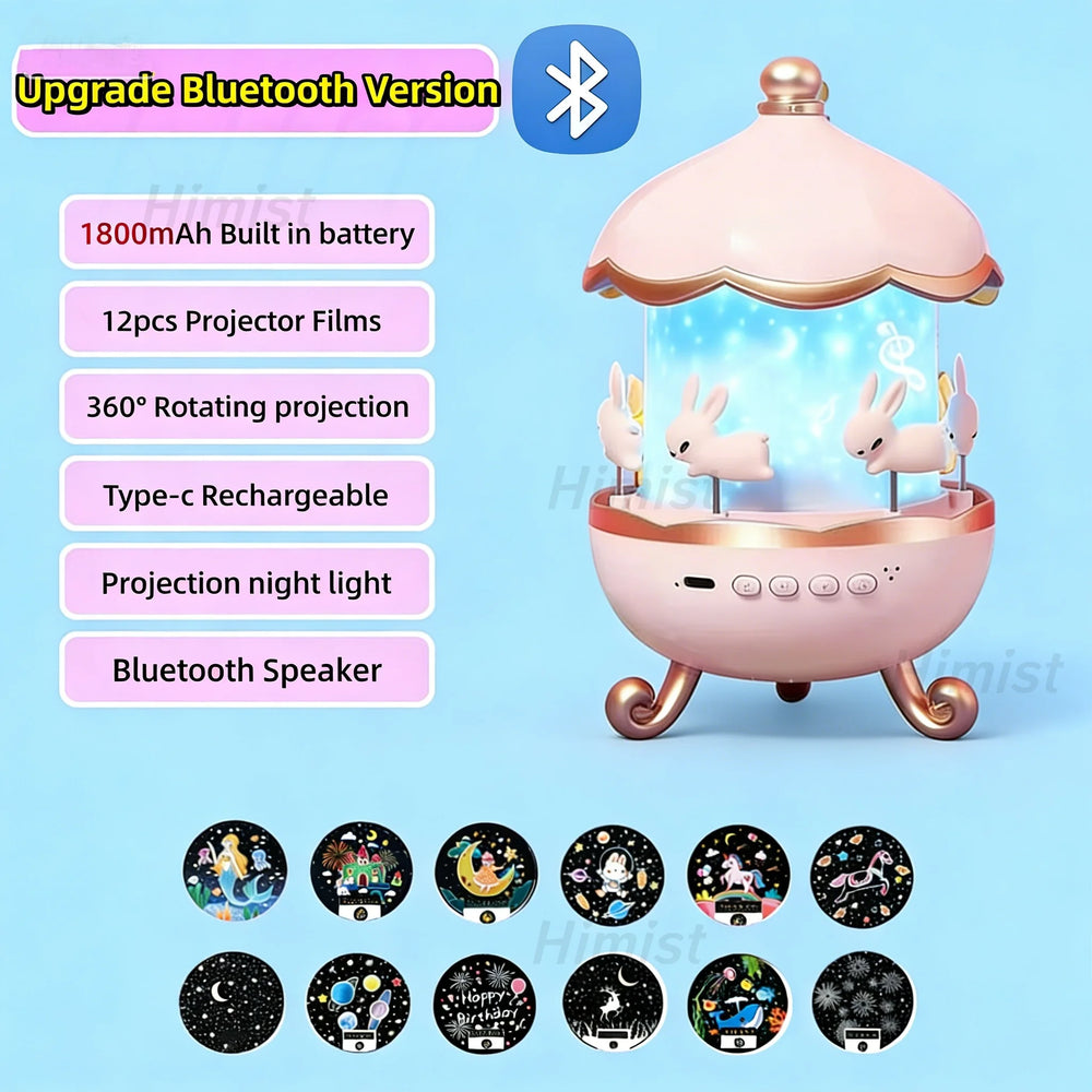 Rabbit Galaxy Projector Lamp with Speaker for Kids