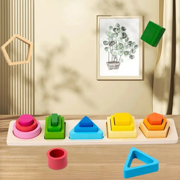 Montessori Wooden Shape Sorting Toy for Toddlers