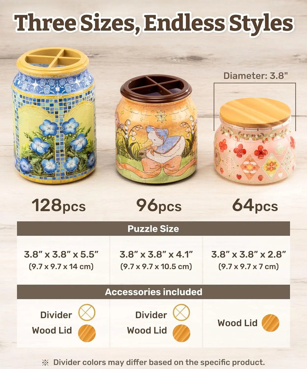 3D Puzzle Storage Jar – 128-Piece DIY Desk Organizer