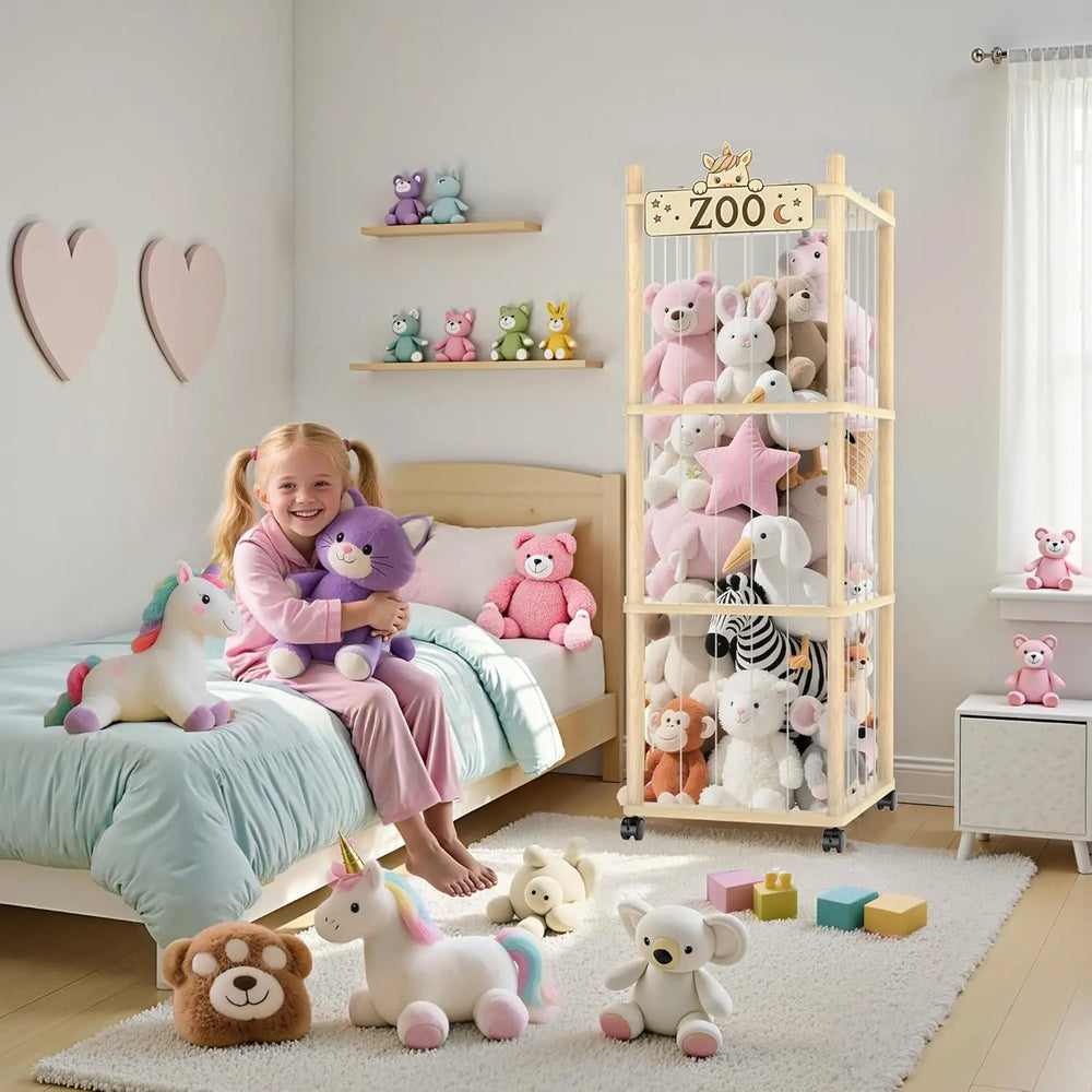 56" Plush Toy Storage Tower on Wheels - Toki Toy Box