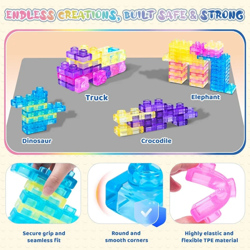 40-Piece Squishy Jelly Blocks – Sensory Building Set