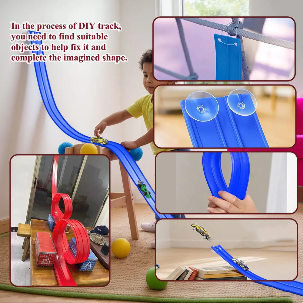 Flexible Roll-Up Race Track – Double-Lane Car Ramp
