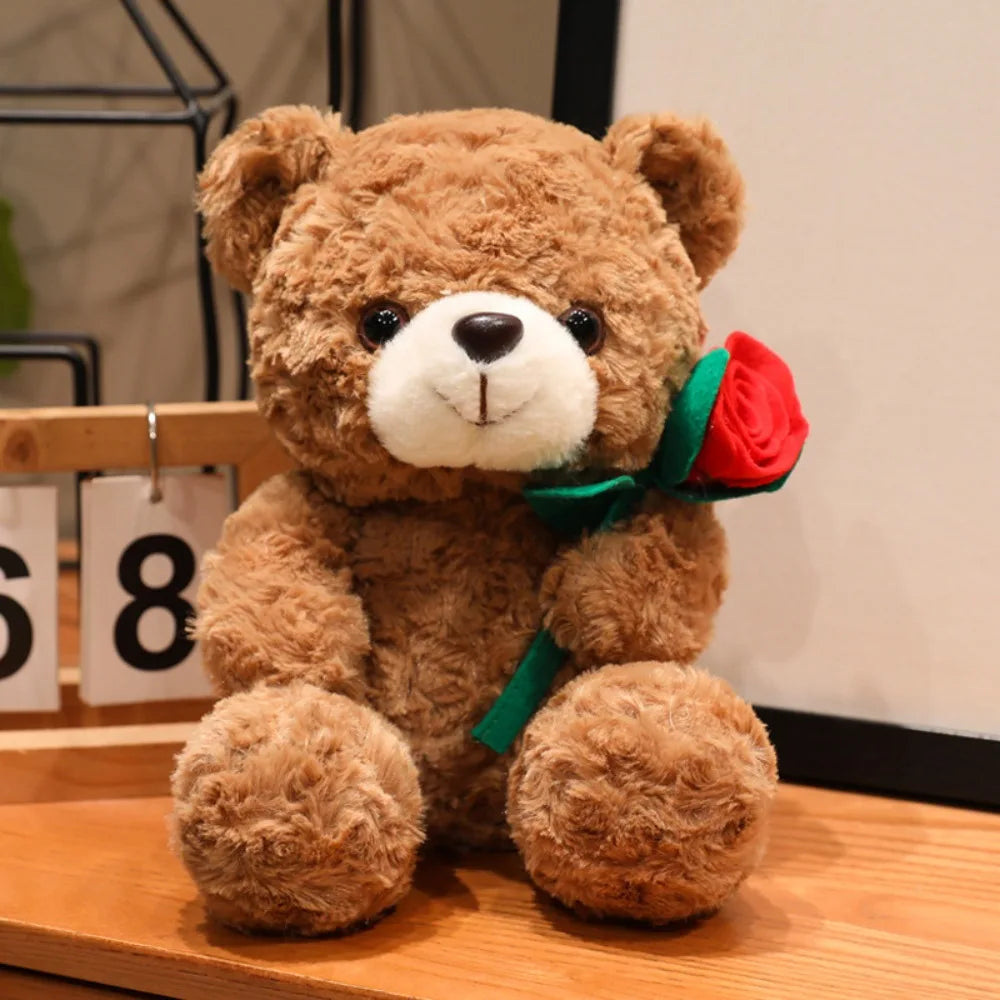 Rose Heart Teddy Plush – Cute Gift Bear - Toki Toy Box