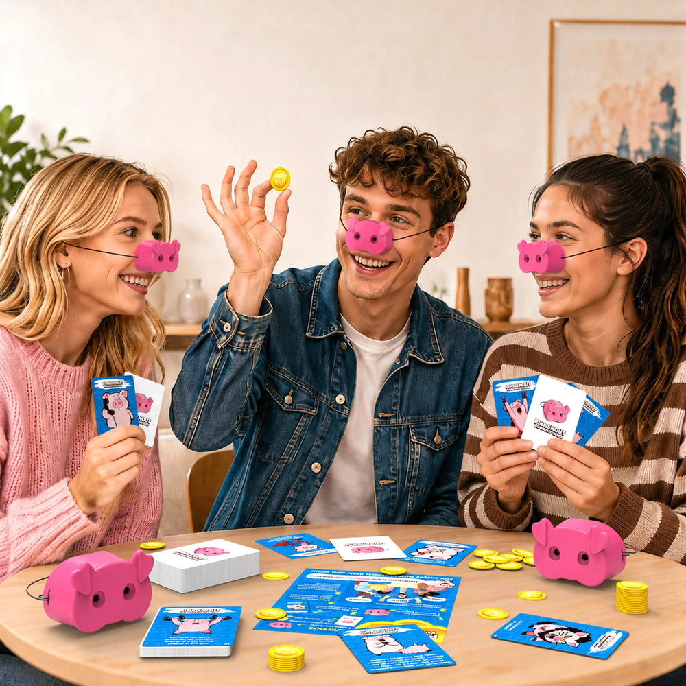 Don't Laugh Pig Card Game – Family Party Challenge