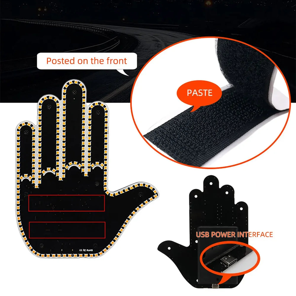Middle Finger Light – Glowing on Rear Window | Toki Toy Box