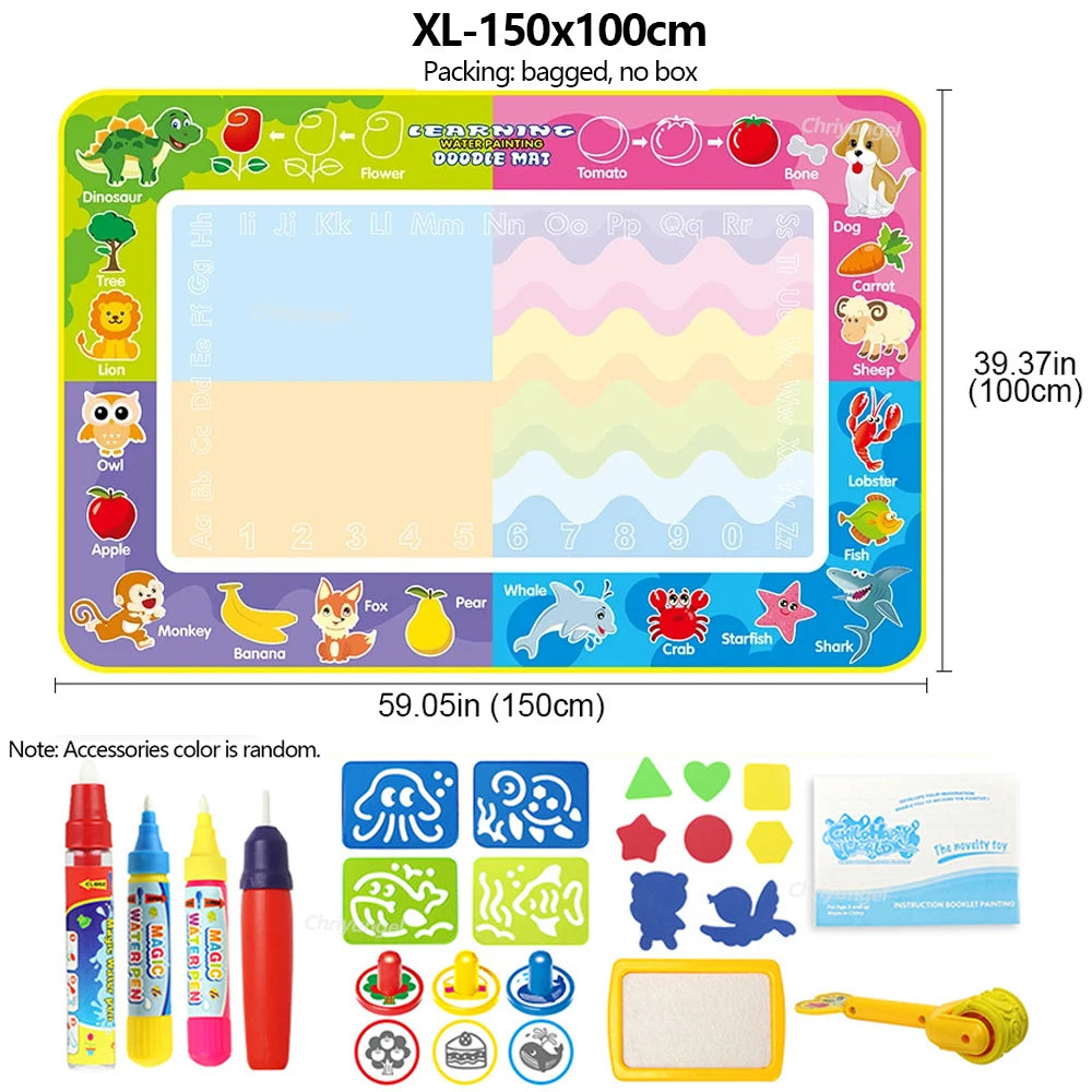 Extra large 150x100cm water drawing mat with size markings