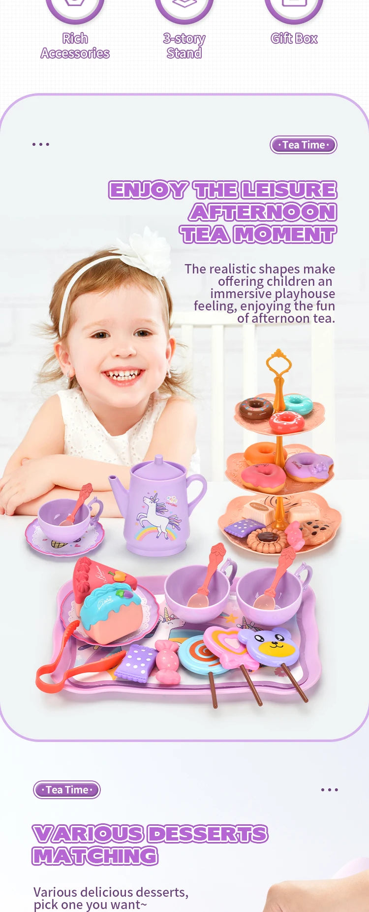 44-Piece Pretend Tea Party Set – Creative Play Kitchen Toy