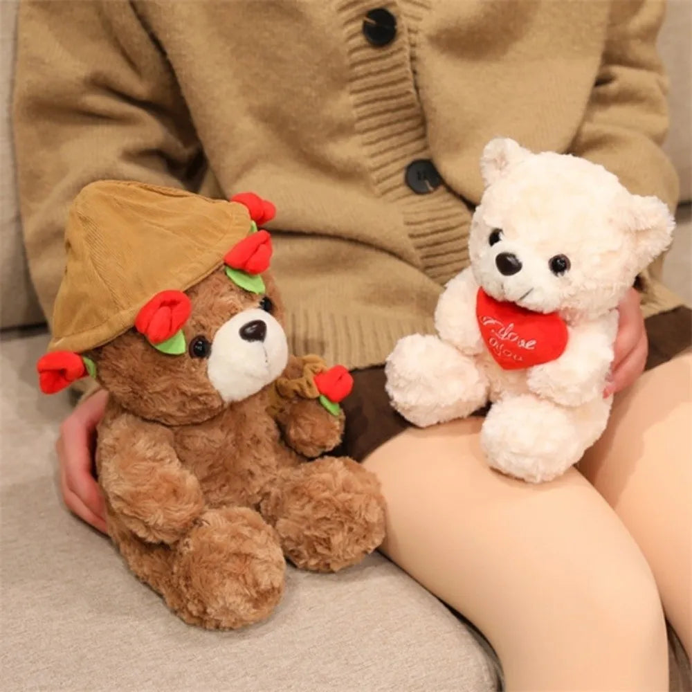 Rose Heart Teddy Plush – Cute Gift Bear - Toki Toy Box