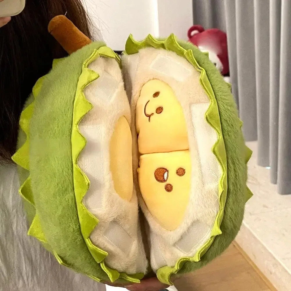 Creative Detachable Durian Plush Toy – Soft, Cute Peeling Fruit Pillow Doll