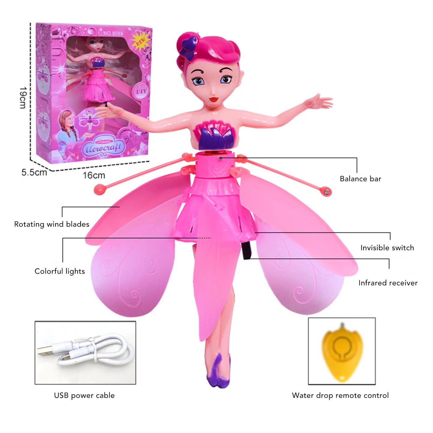 Flying Toy for Kids – Gesture-Controlled Helicopter with Dancing Simulation, Rotating LED Lights, Induction Flying Machine