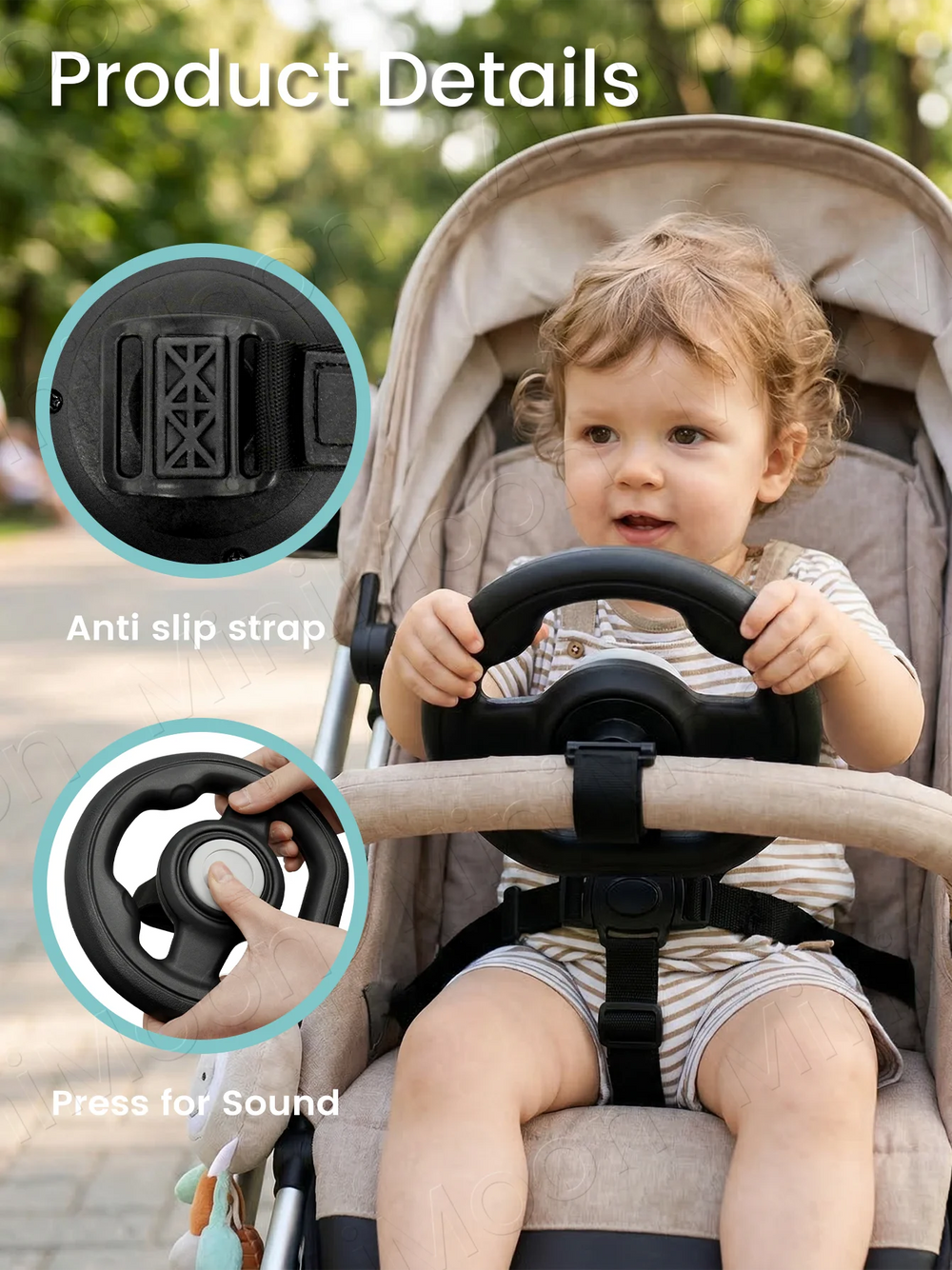 Pretend Steering Wheel Attachment for Strollers & Carts