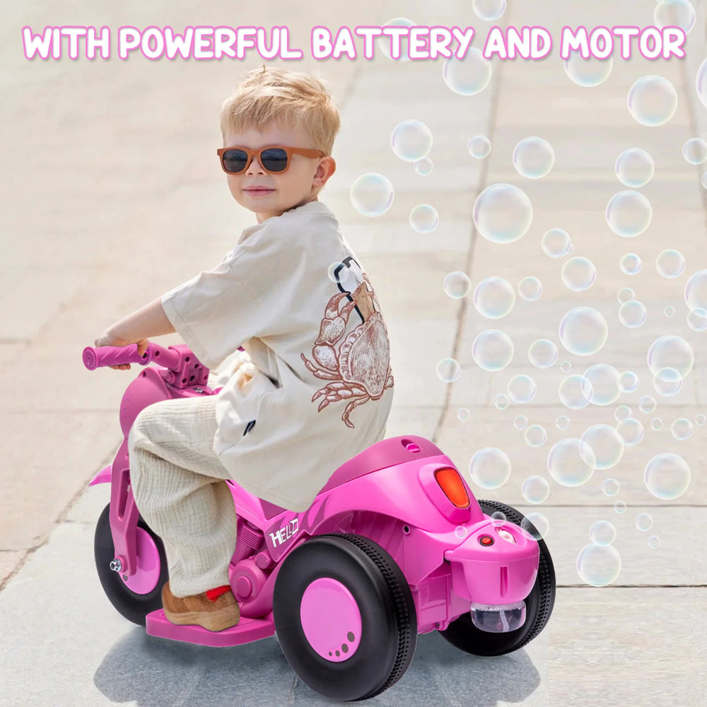 Kids Ride-On Bubble Motorcycle with Lights & Music