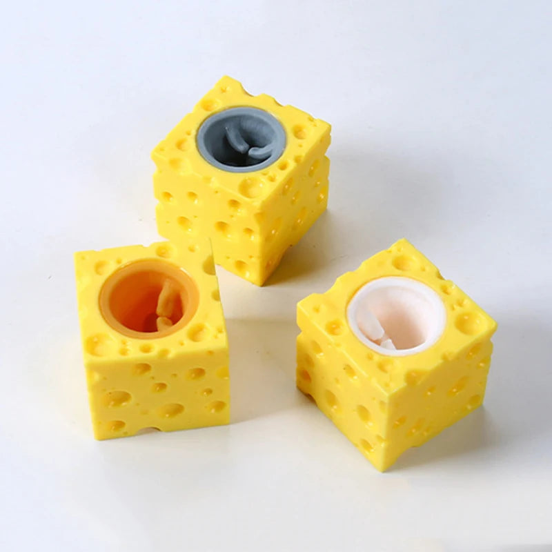 Cheese Mouse Stress Toy – Funny Squeeze Fidget – Detail | Toki Toy Box