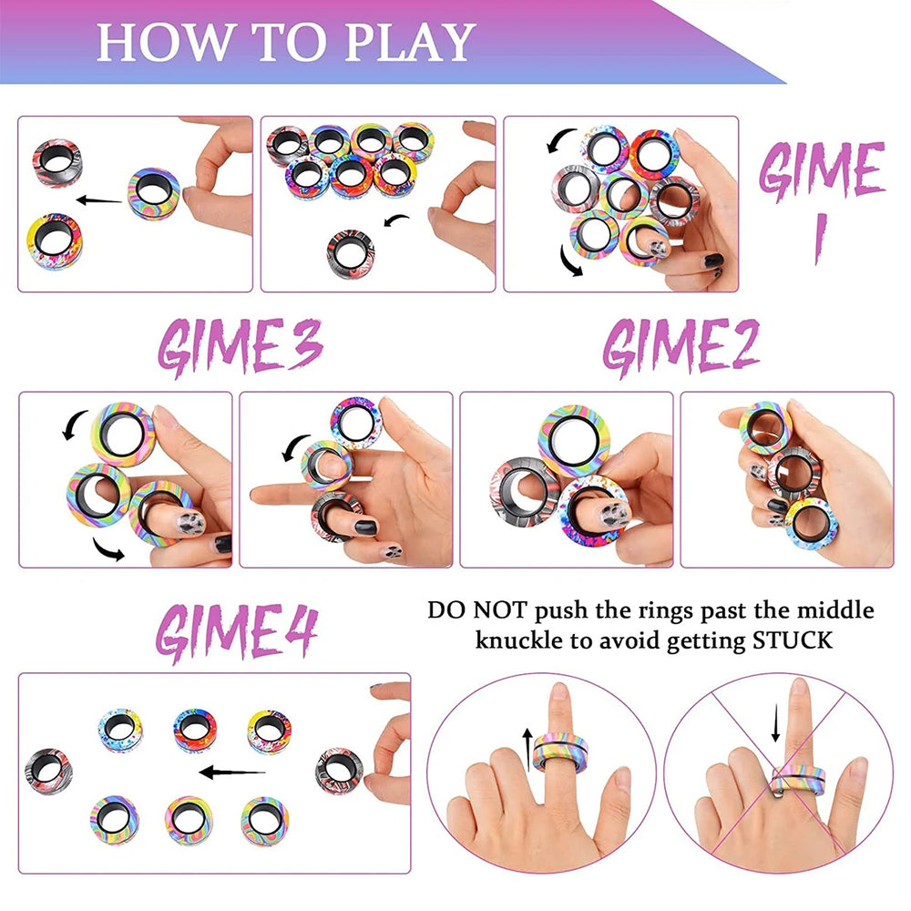 Magnetic Fidget Rings Set | Focus & Stress Relief Toy