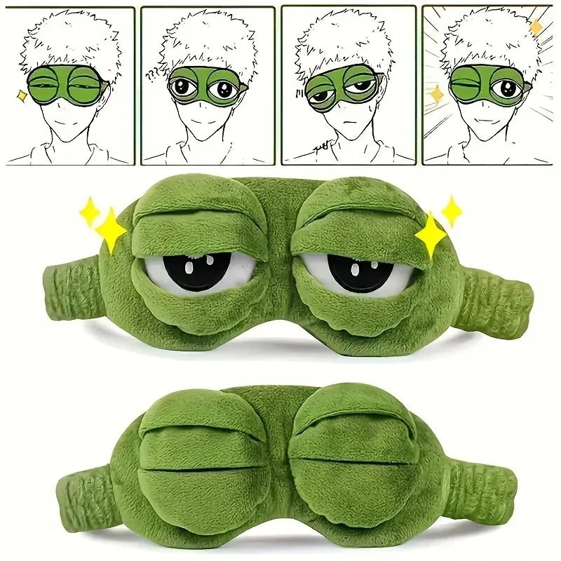 Cute 3D Frog Sleep Mask – Soft Plush Eye Shade