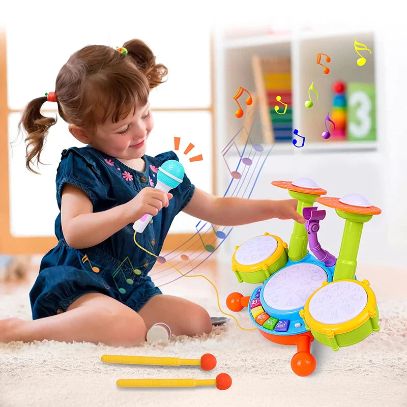 Kids Drum Set with Mic – Fun Music Play for Toddlers – Whats Included | Toki Toy Box